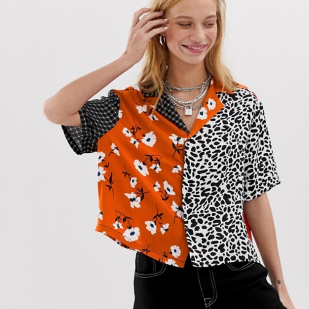 COLLUSION Revere Shirt in Mixed Print